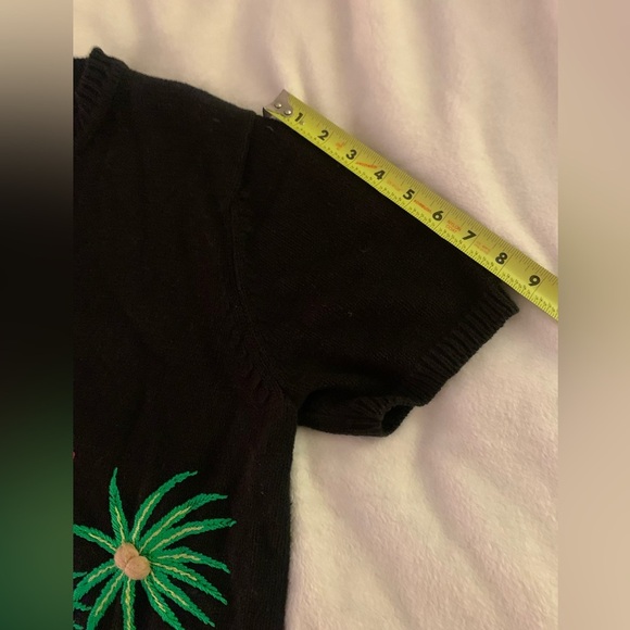 Designers Studio Originals VTG Short Sleeve Embroidered Palm Flamingo Sweater - Picture 11 of 14